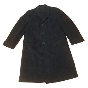 Vintage Mens Wool Overcoat Gray Plaid Pockets Lined Union Made Retro 46 M